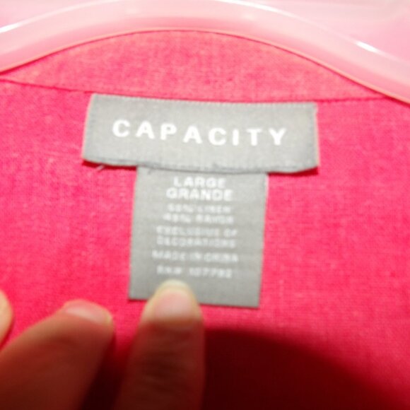 Vintage Capacity 2 Piece Linen Blend Pants & Top Set Sz L - Picture 4 of 10